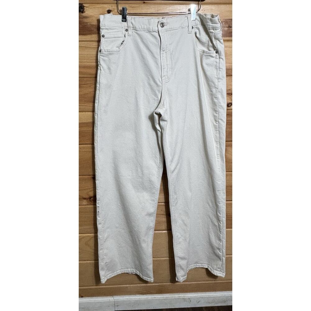 American Eagle Jeans Stovepipe Style Cream Sz 18 Wide Leg Bohemian Boho Casual